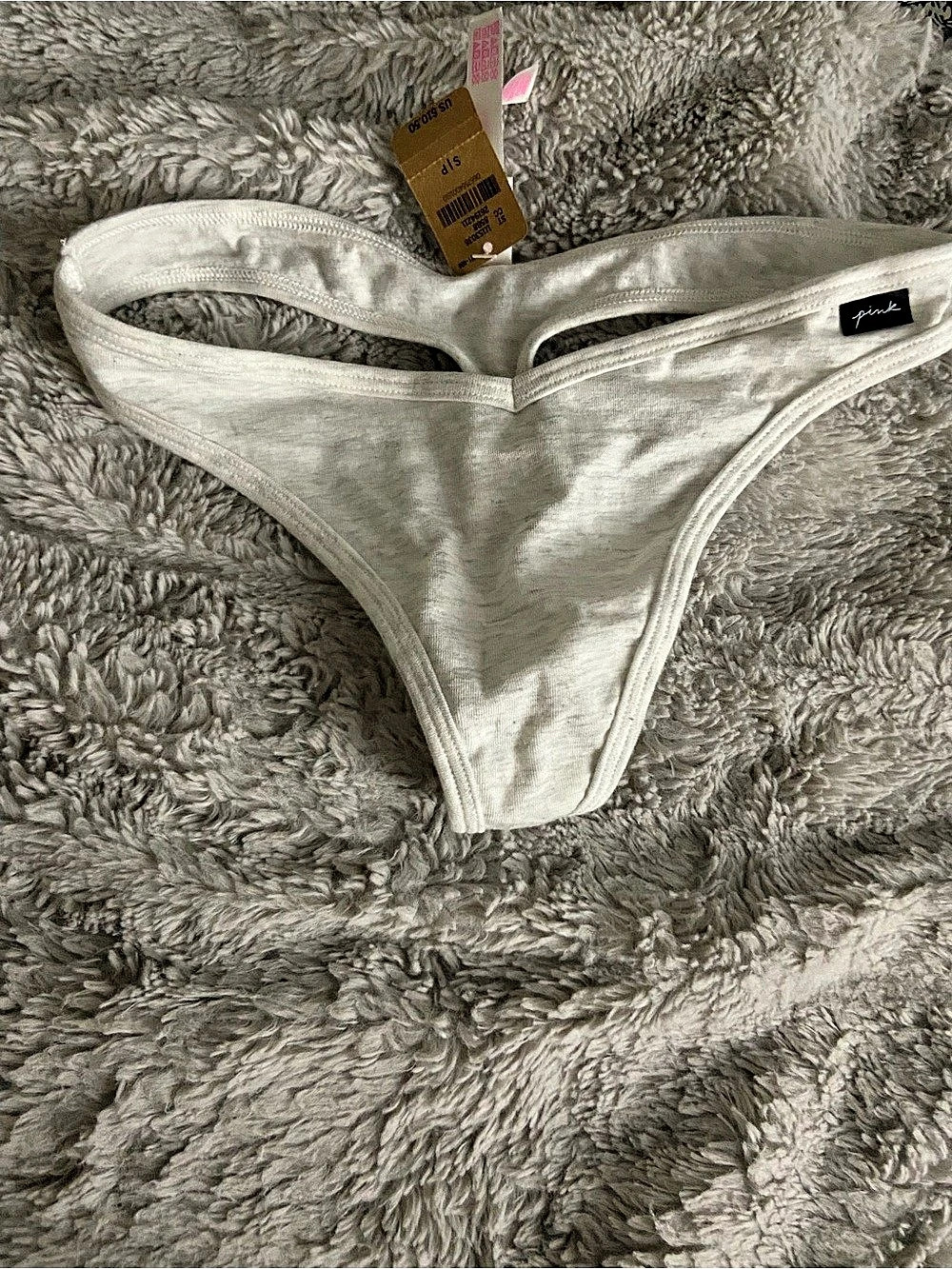 NWT VS PINK Thong Panty in Light Grey